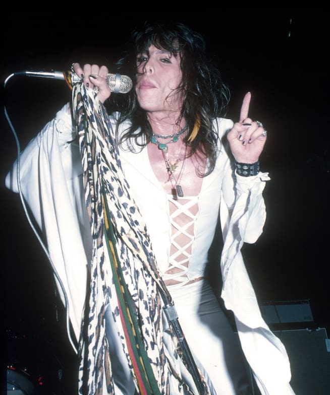 Steven Tyler durante un concierto Aerosmith en 1975.