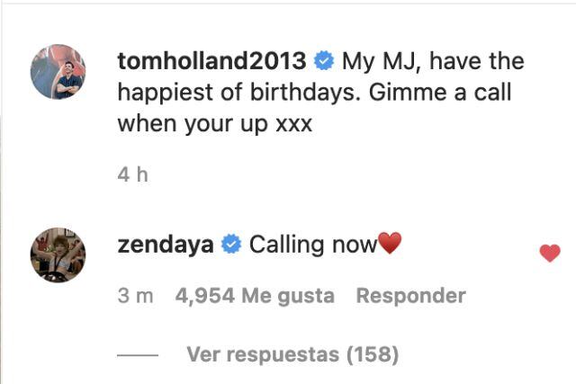 Zendaya reacciona a felicitación de Tom Holland