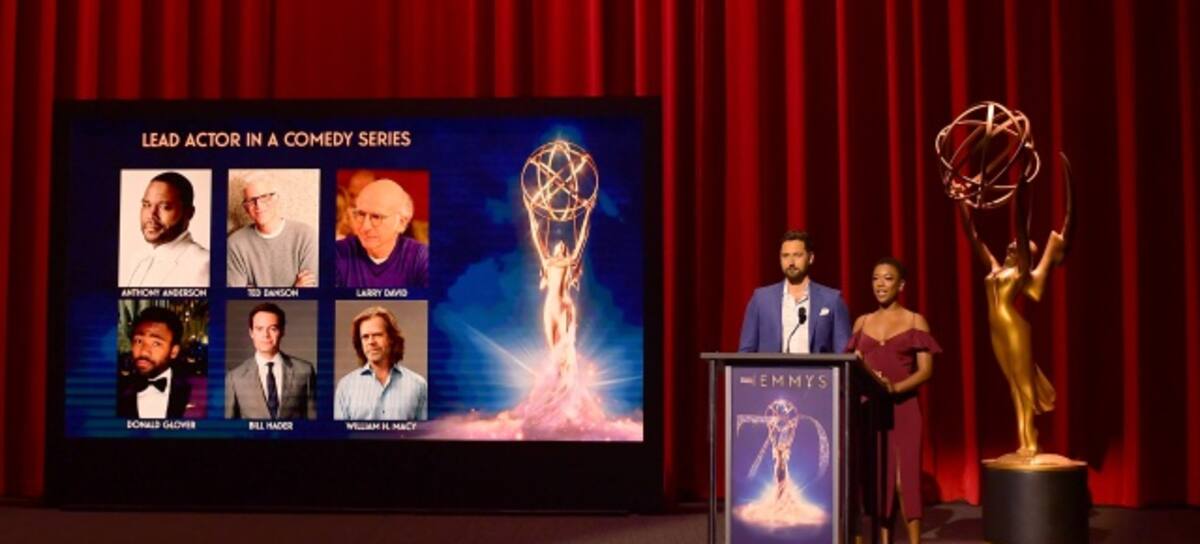 Ryan Eggold (L) and Samira Wiley durante el anuncio de los nominados para la edición 70 de los Premios Emmy
