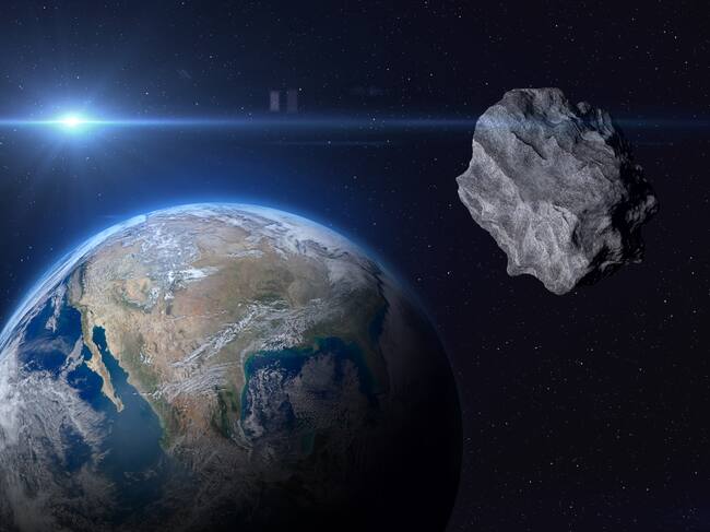 La Tierra y un asteroide.