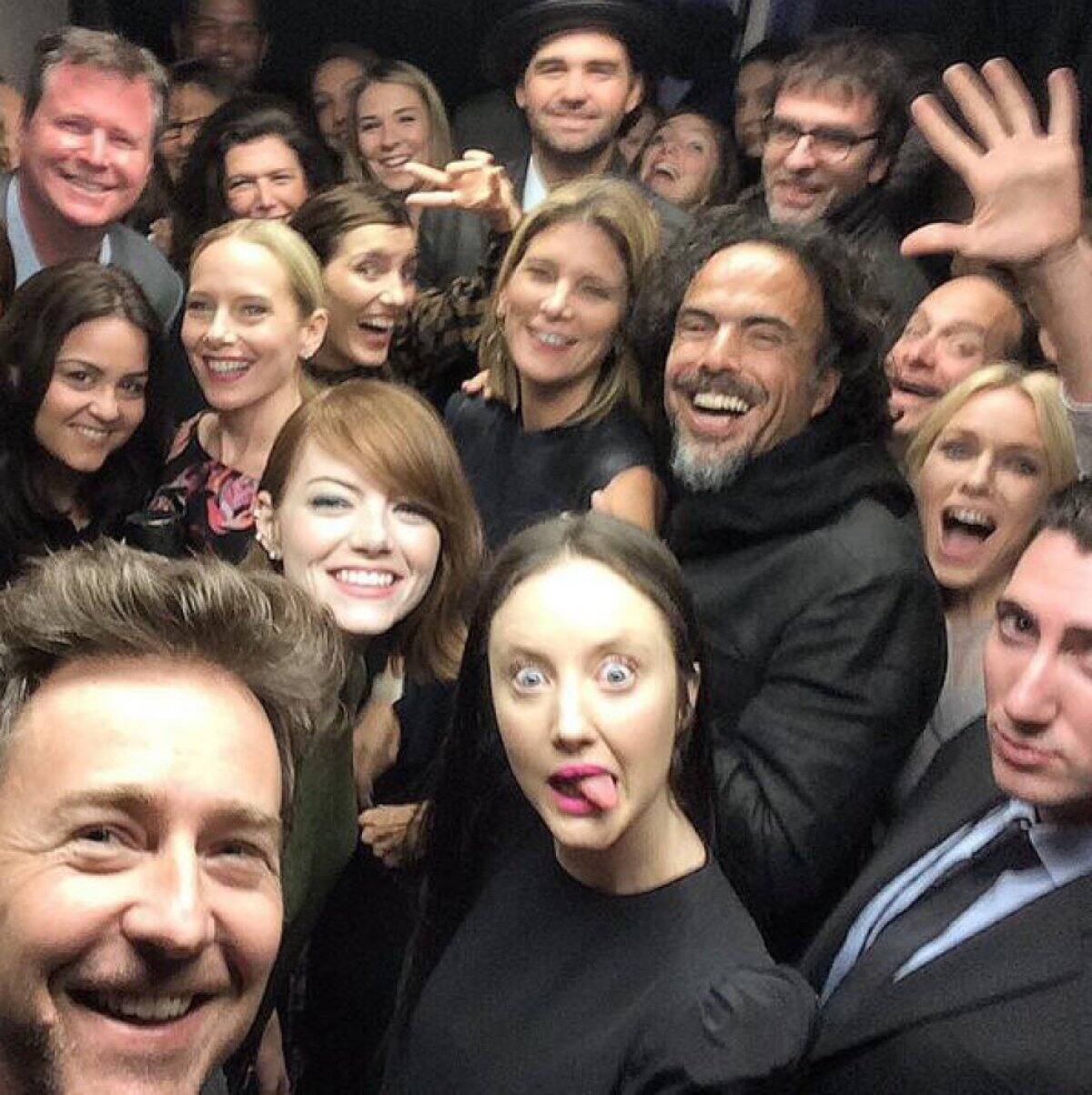 Alejandro Iñarritu y el elenco de Birdman