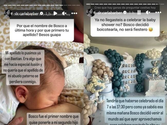 Carla Barber comparte detalles del nacimiento de su bebé.