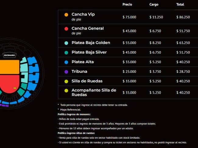 Precios entradas concierto de Eladio Carrión en Chile (Captura Punto Ticket</a>)