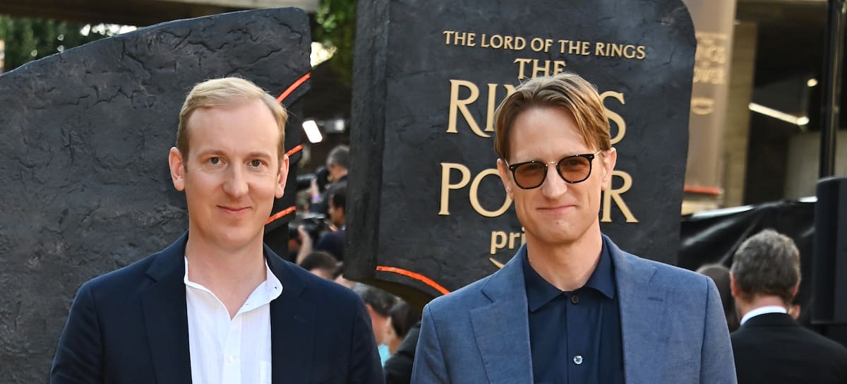 Patrick Mckay y J.D. Payne en la premiere de la segunda temporada de "El Señor de los Anillos: Los Anillos de Poder" el 20 de agosto de 2024, en Londres. (Photo by Dave Benett/WireImage)