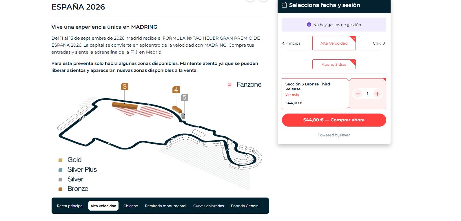 Mapa del circuito F1 zona Alta Velocidad (Fuente propia)
