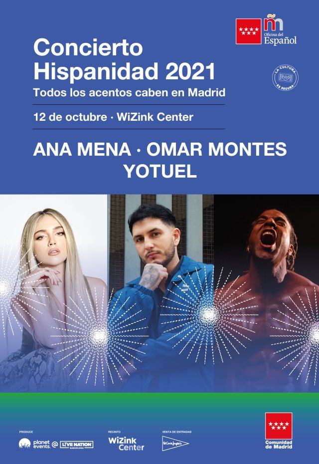 Cartel del concierto de Ana Mena, Omar Montes y Yotuel en &#039;Hispanidad 2021&#039;