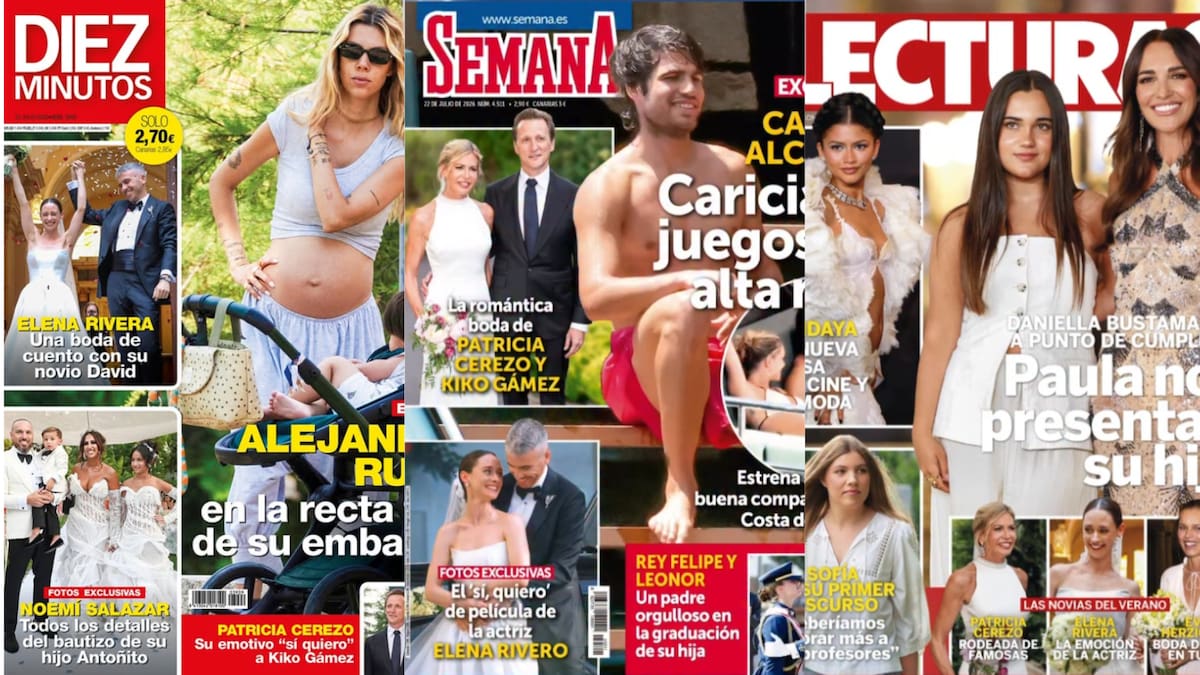 Las portadas de las revistas del corazón de hoy, 15 de julio: Carlos Alcaraz, Alejandra Rubio y Daniella Bustamante