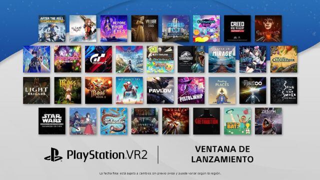 Imagen del catálogo de juegos de PSVR2 en su lanzamiento