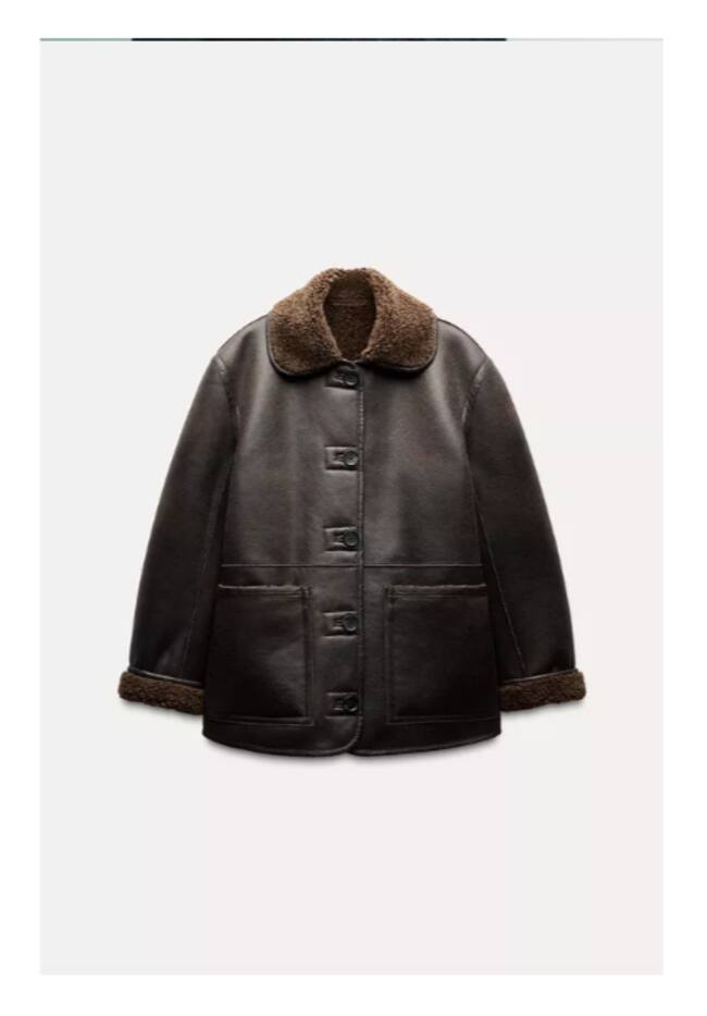 Abrigo doble faz efecto piel (ZARA)