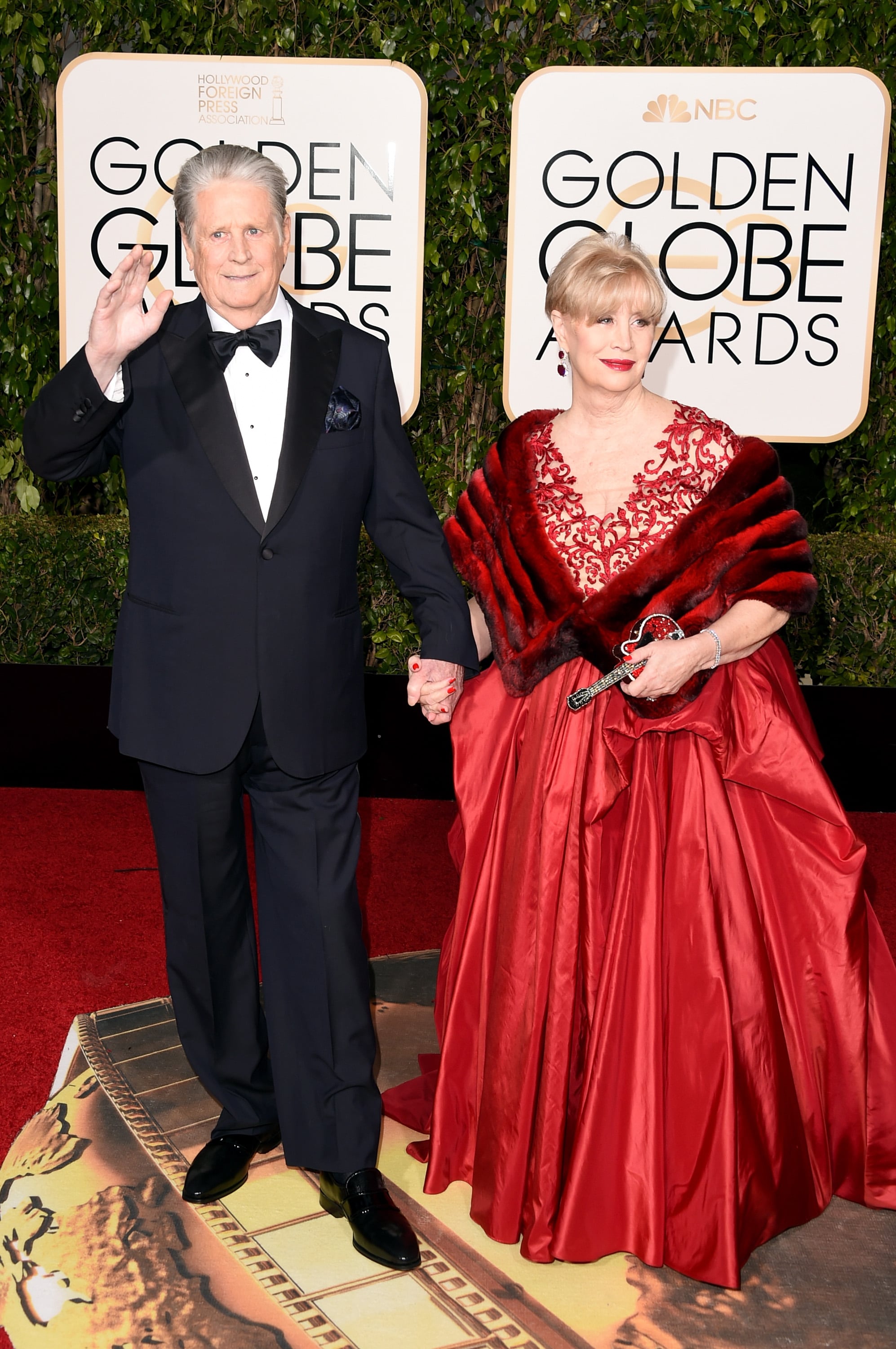 Brian Wilson y su esposa, Melinda Ledbetter, a su llegada a los  Golden Globe Awards en 2016.