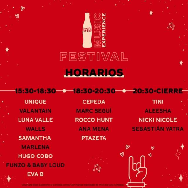 Horarios de Coca-Cola Music Experience 2021