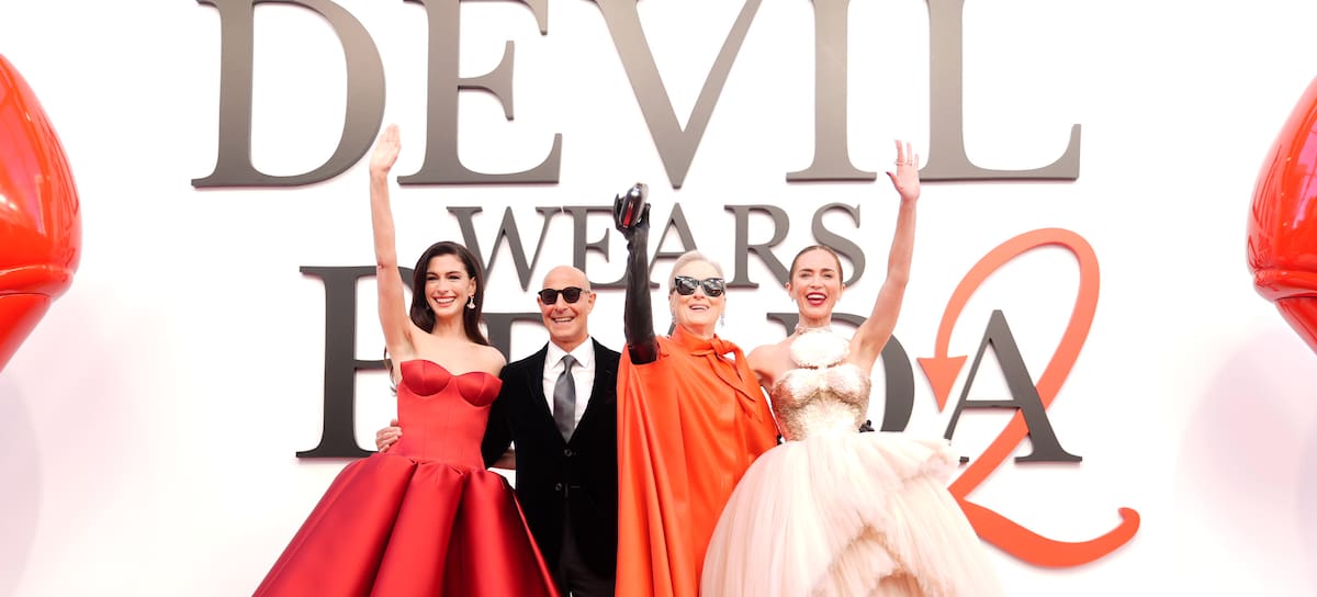 Anne Hathaway, Stanley Tucci, Meryl Streep y Emily Blunt en la premiere mundial de El Diablo Viste de Prada 2 en Nueva York - Getty Images for 20th Century Studios
