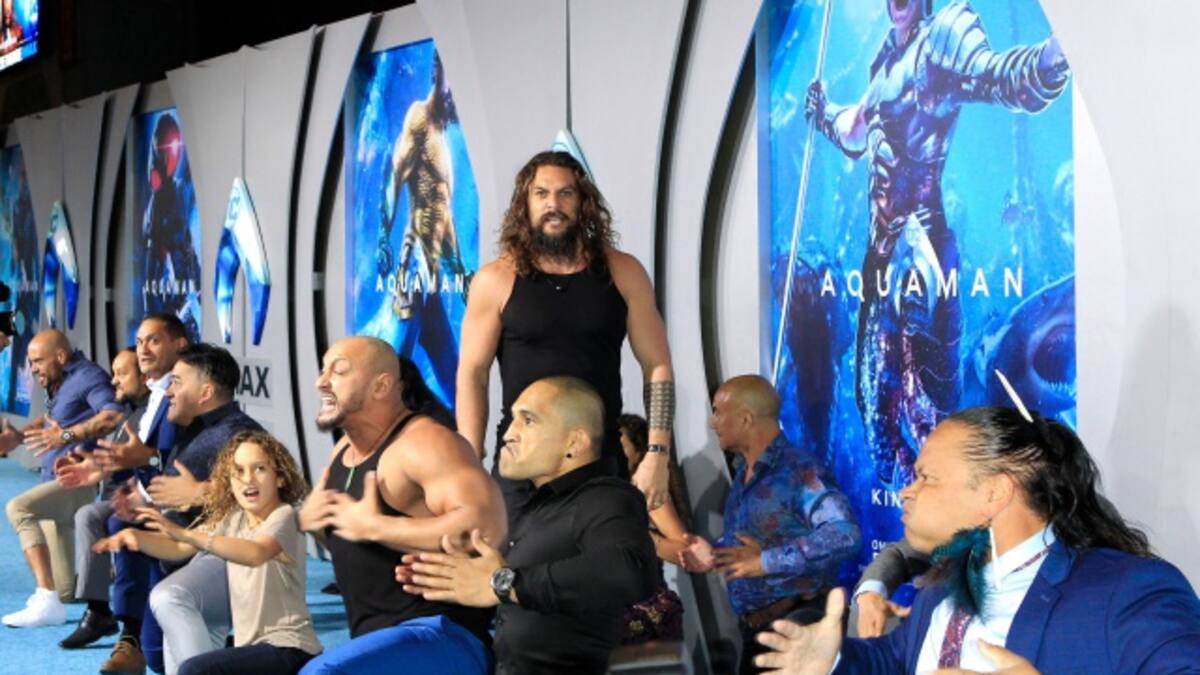 "El Haka" con el que Jason Momoa sorprendió a todos en la alfombra roja de "Aquaman"