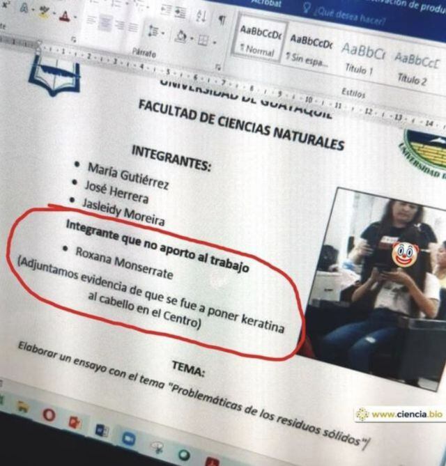 Exhiben a su compañera de equipo por no hacer la tarea e ir a ponerse keratina en el cabello