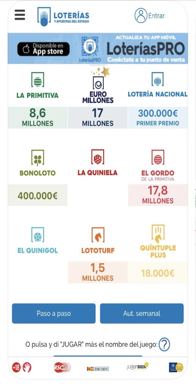 App Loterías y Apuestas del Estado.