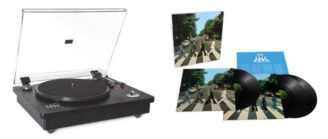 Giradiscos Hi-Fi Fonestar y set de vinilos deluxe de &#039;Abbey Road&#039;.