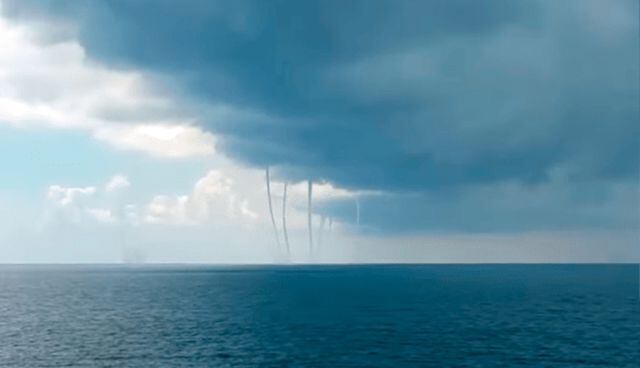 Seis trombas marinas grabadas en video en el Golfo de México