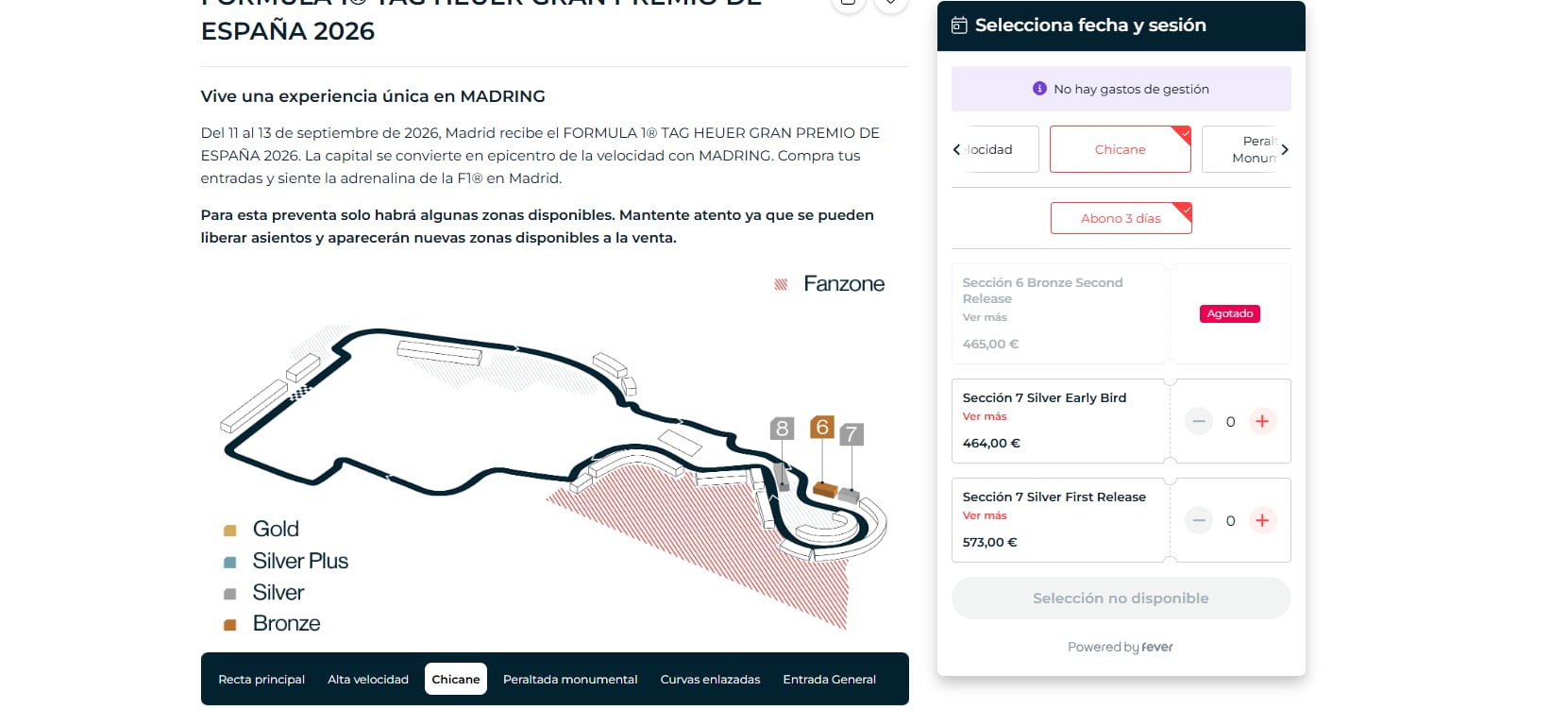 Mapa del circuito F1 zona Chicane (Fuente propia)
