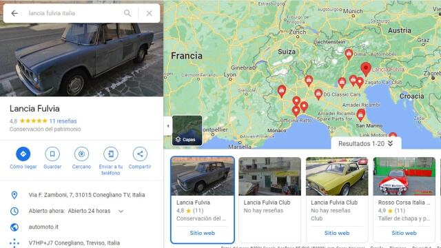 El Lancia Fulvia de 1962 tiene su propia ubicación en Google Maps, para que los turistas puedan visitarlo