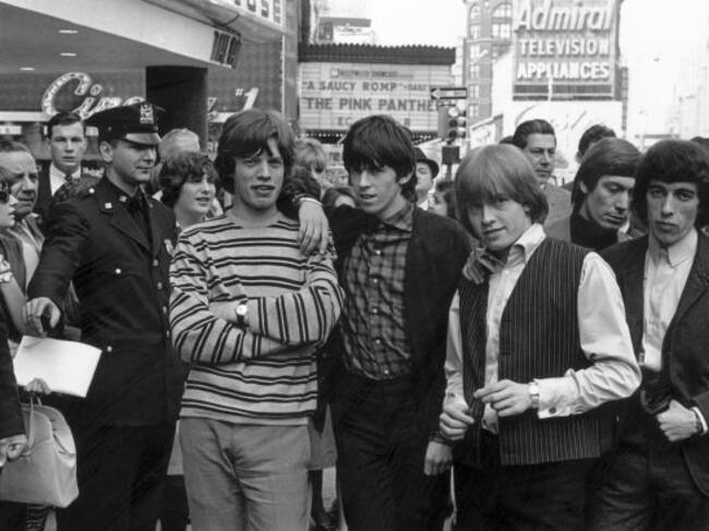 Los Rolling Stones en junio de 1864: Mick Jagger, Keith Richards, Brian Jones (1942 - 1969), Charlie Watts Y Bill Wyman, en Nueva York.
