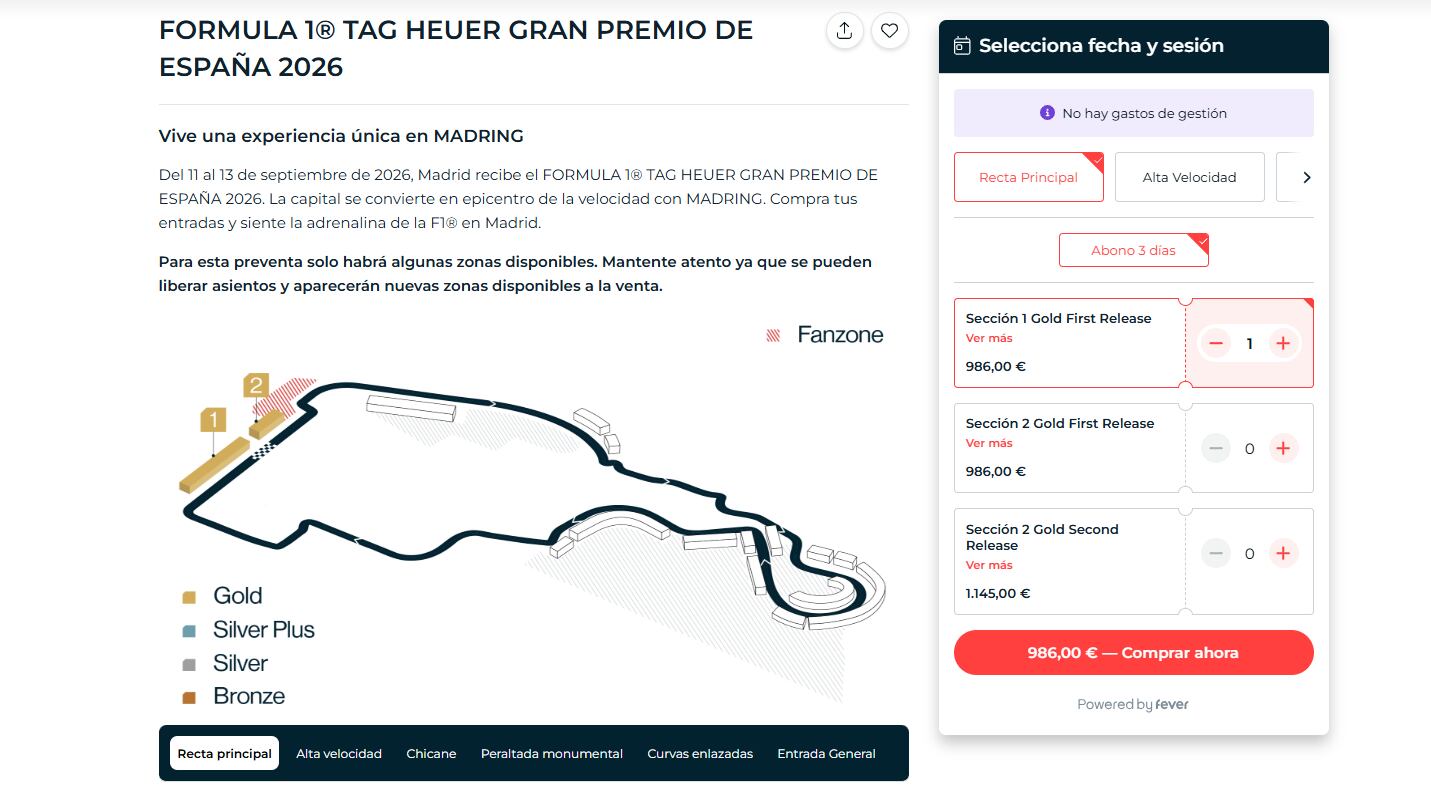 Mapa del circuito F1 zona Recta Principal (Fuente propia)