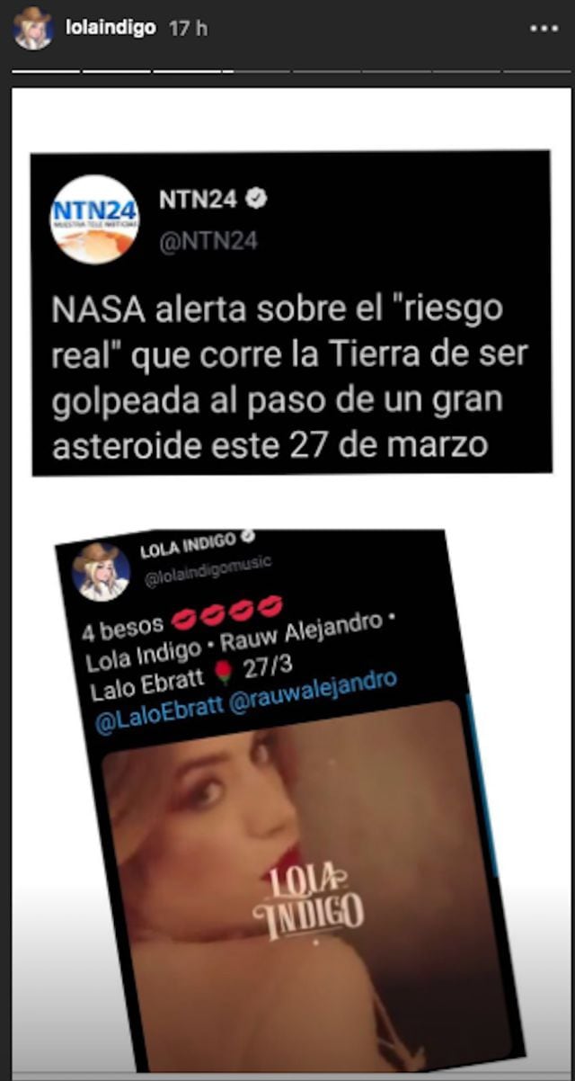 Teoría que relaciona los anuncios de la NASA con los lanzamientos de Lola Índigo.