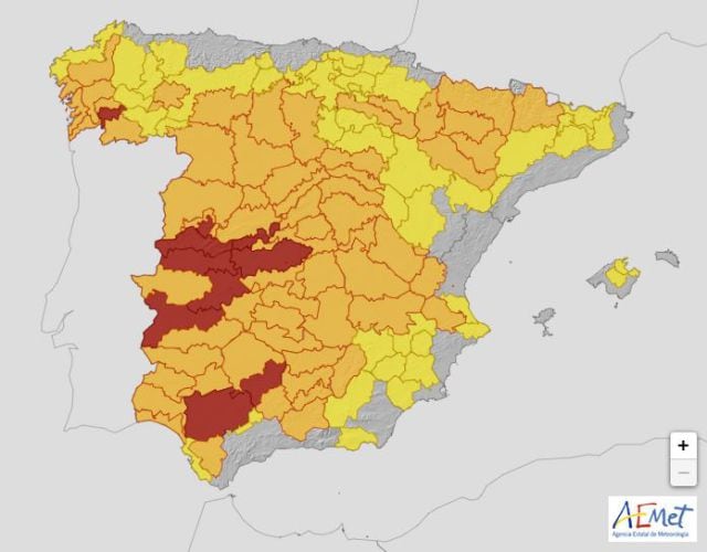 Los avisos por calor activados este 14 de julio.