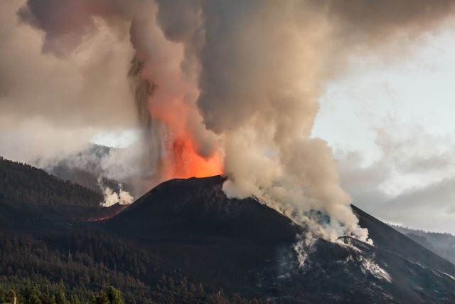 El volcán de Cumbre Vieja en La Palma.