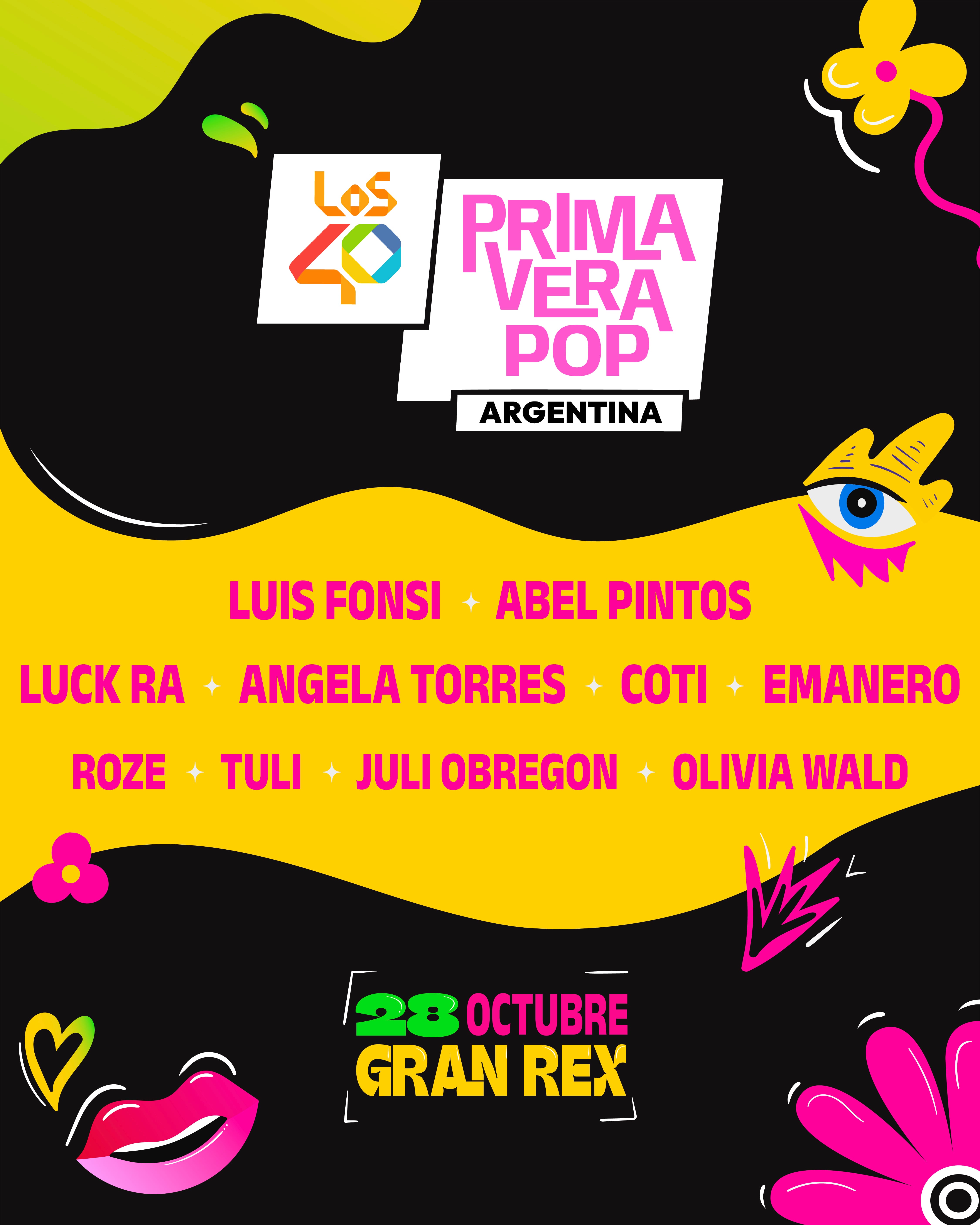 Cartel de LOS40 Primavera Pop Argentina