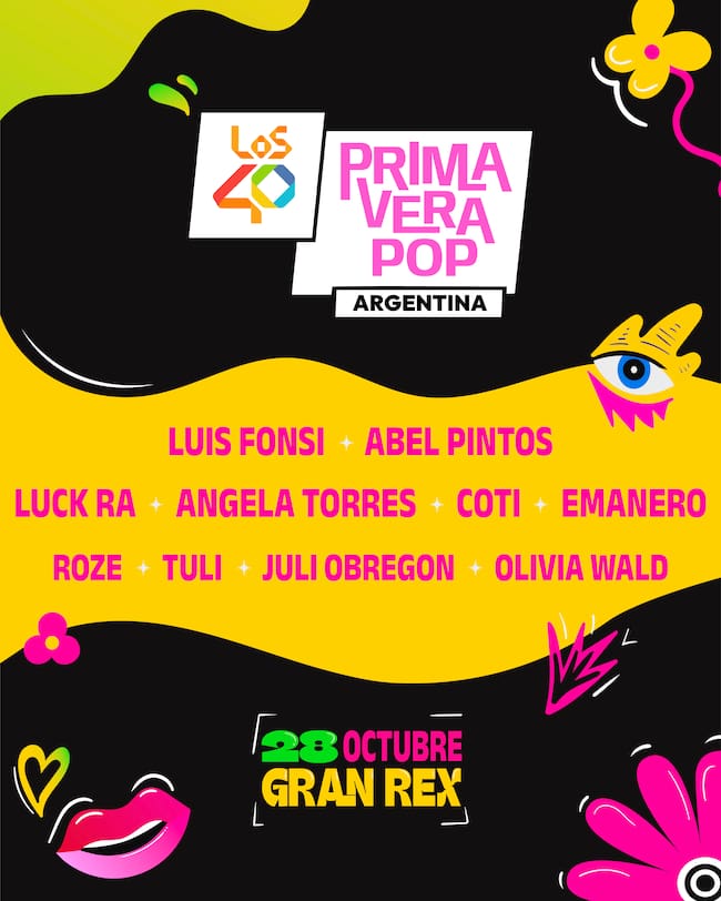 Cartel de LOS40 Primavera Pop Argentina