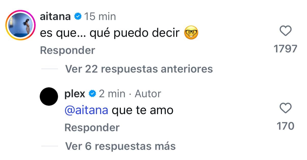 Aitana y Plex intercambian mensajes en Instagram