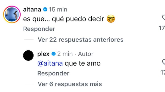 Aitana y Plex intercambian mensajes en Instagram