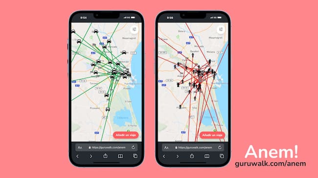 Mapa de la aplicación 'Anem!' de GuruWalk