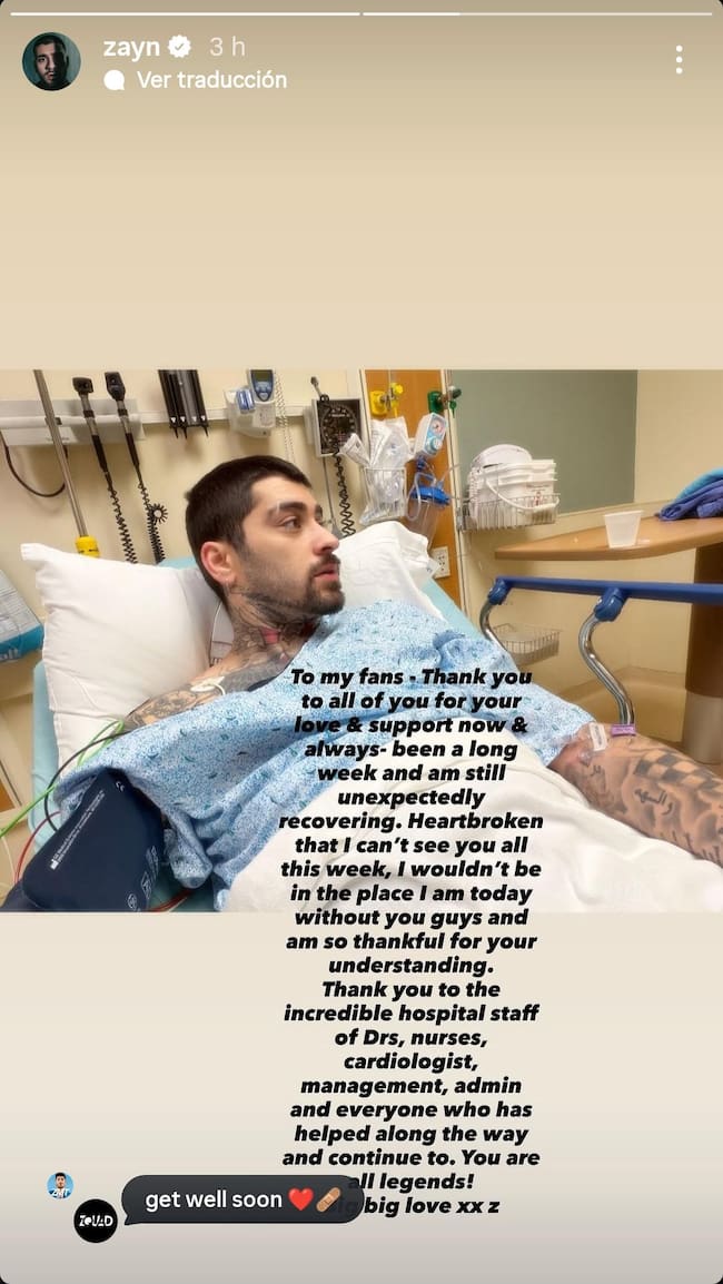 Zayn Malik en sus Instagram Stories, 17 de abril de 2026.