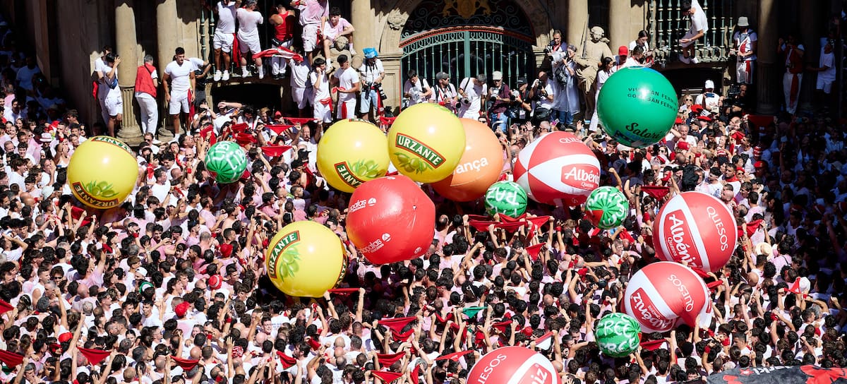 Celebración en plenos Sanfermines en Pamplona