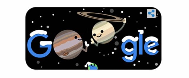 Doodle por el solsticio de invierno y gran conjunción de Júpiter y Saturno.