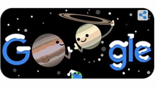 Doodle por el solsticio de invierno y gran conjunción de Júpiter y Saturno.