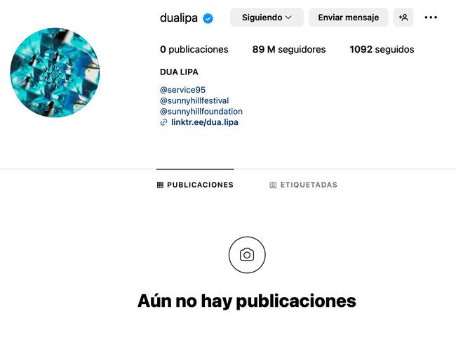 Captura del Instagram de Dua Lipa