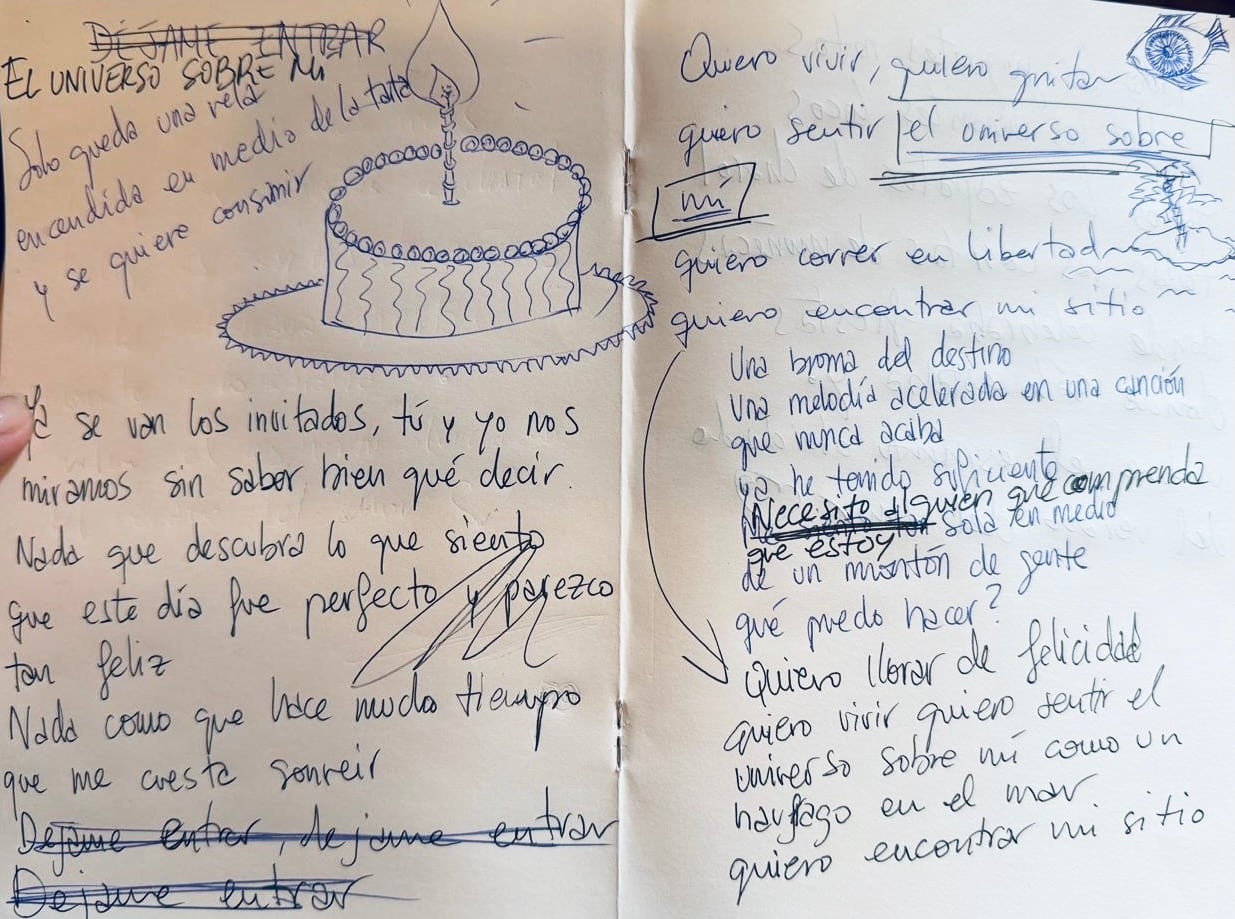 Imagen del bosquejo original del Universo sobre Mi de Amaral, que empezó llamándose de otra manera