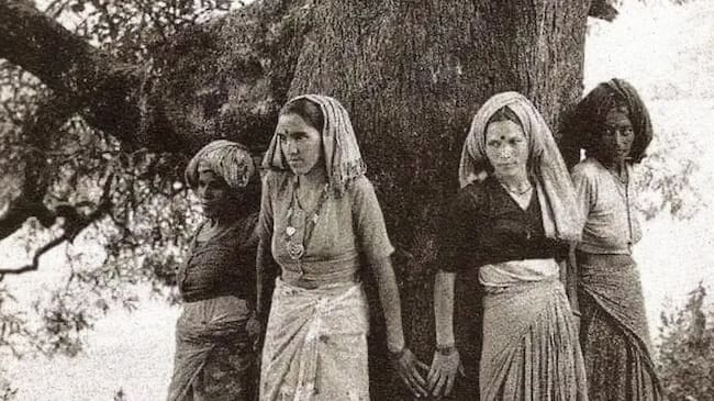 Un grupo de mujeres del movimiento Chipko.