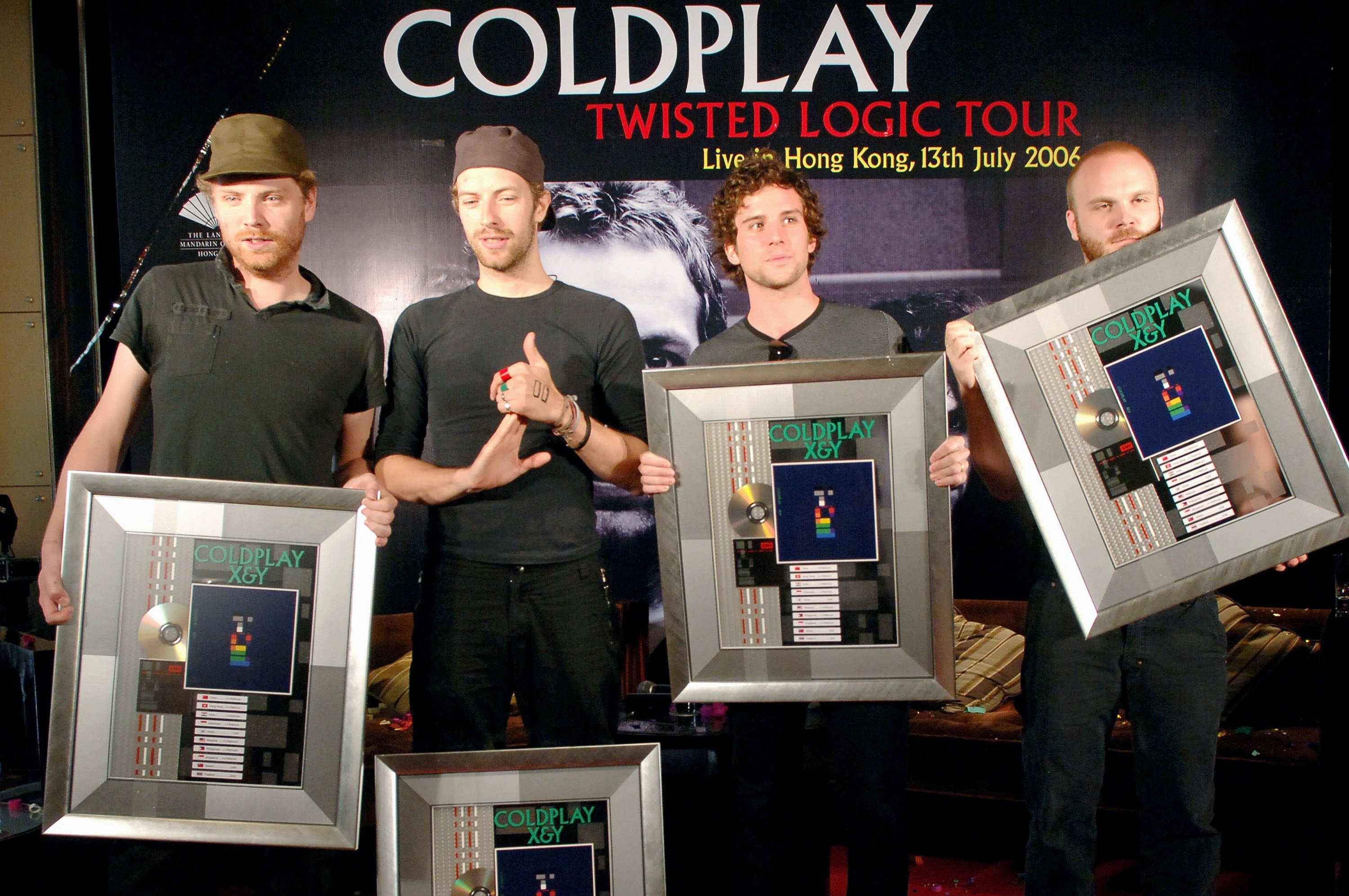 Coldplay Press durante una rueda de prensa en Hong Kong