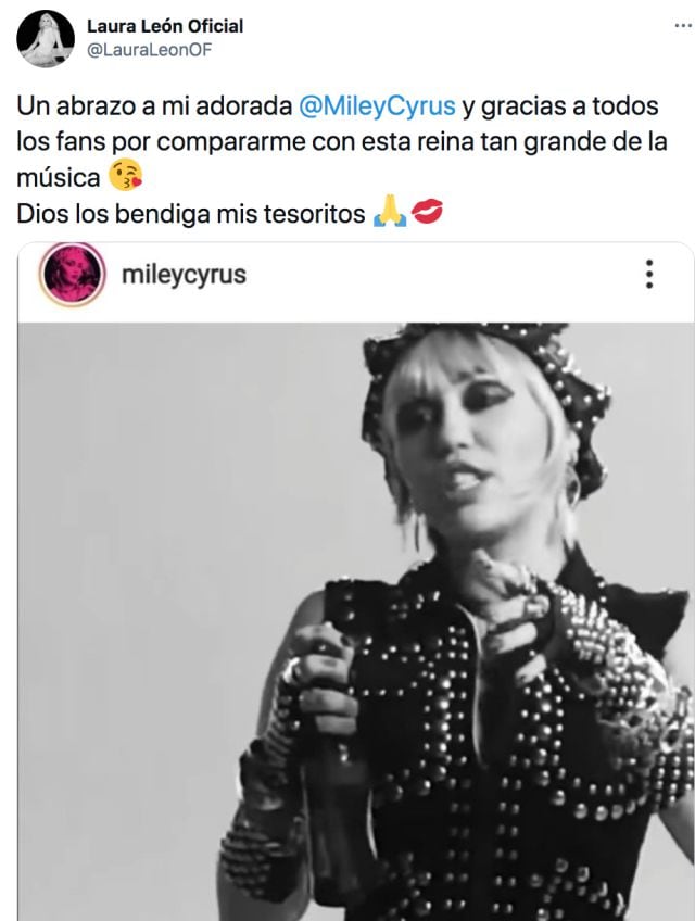 Laura León agradece a sus fans en Twitter por compararla con Miley Cyrus