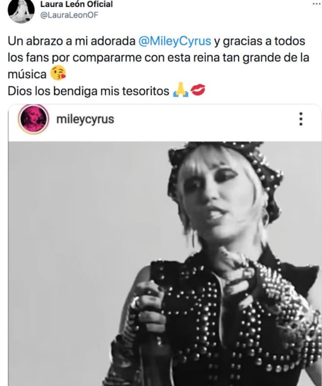 Laura León agradece a sus fans en Twitter por compararla con Miley Cyrus