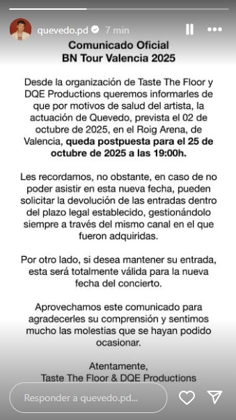 Quevedo en sus stories.