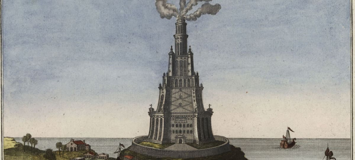 Faro de Alejandría, una de las 7 maravillas del mundo antiguo.