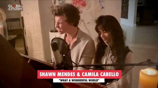 Camila Cabello y Shawn Mendes en el concierto Global Citizen