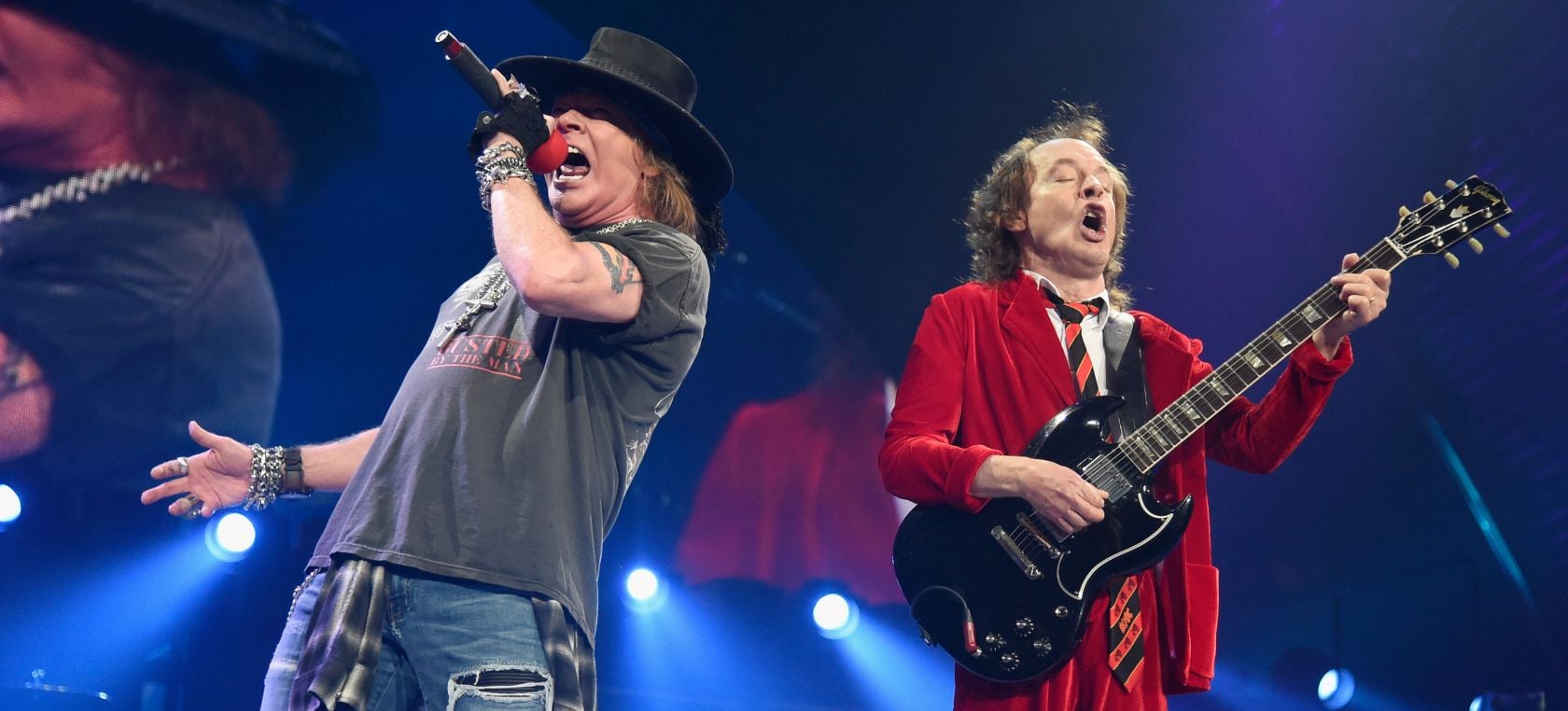 Axl Rose y Angus Young, en la gira Rock or Bust Tour de AC/DC