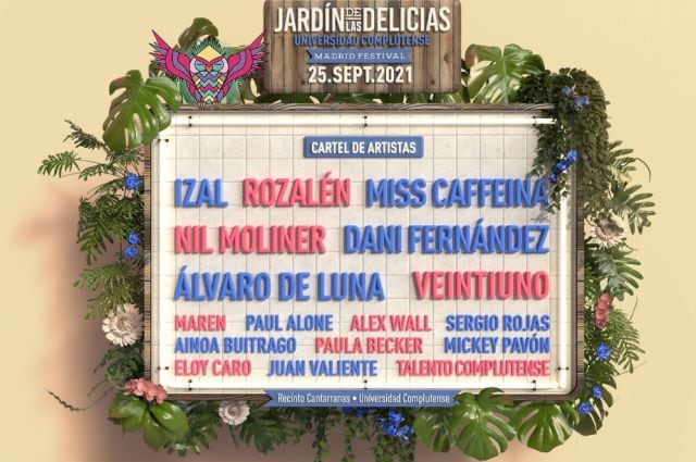 Cartel del sábado 25 de septiembre del festival Jardín De Las Delicias 2021