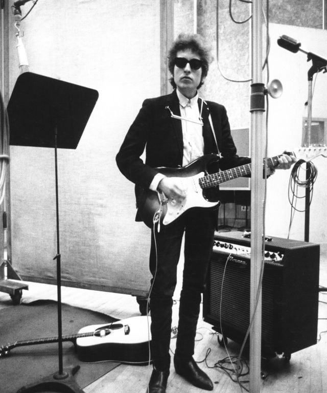 Bob Dylan en el estudio de grabación