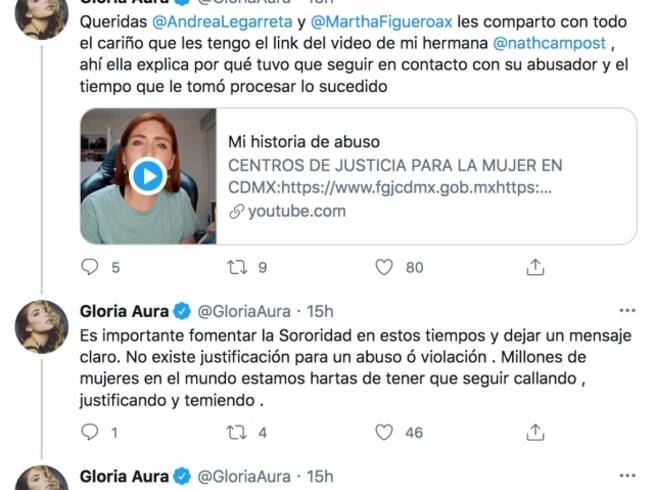 Gloria Aura defiende a su hermana Nath Campos de las declaraciones de Andrea Legarreta, Martha Figueroa y Arath de la Torre
